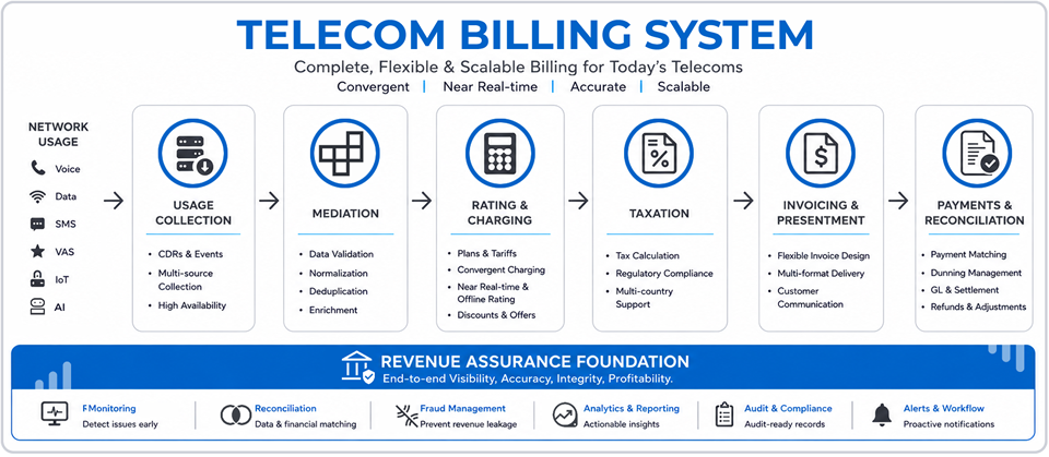 Telecom billing and revenue assurance diagram